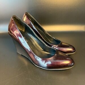 Neiman Marcus Burgundy Wedge Shoes